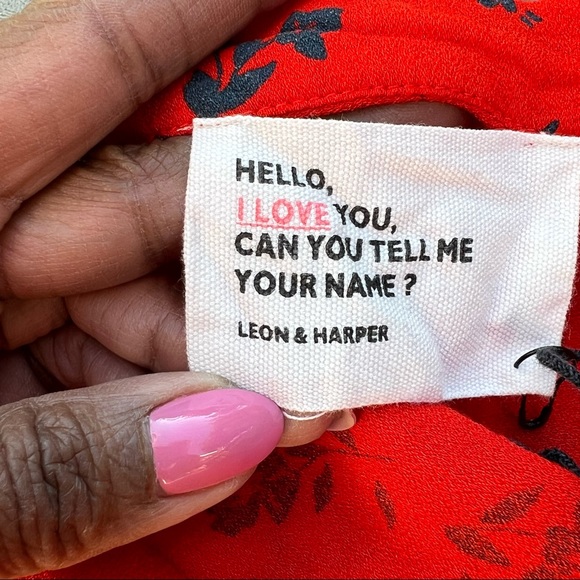 LEON & HARPER Button Front Floral Print Red Mini Skirt A Line Size Small - Picture 7 of 8